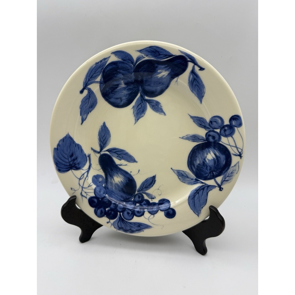 Vintage Pier 1 Melinda Salad Plate 8.25" Diameter Earthenware Blue Fruit Italy